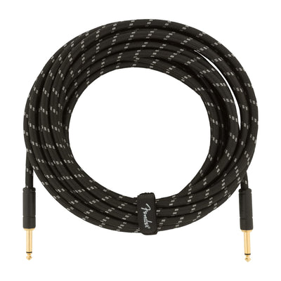 Fender 25-Foot Deluxe Instrument Cable, Straight-Straight, Black Tweed - 1 Pack