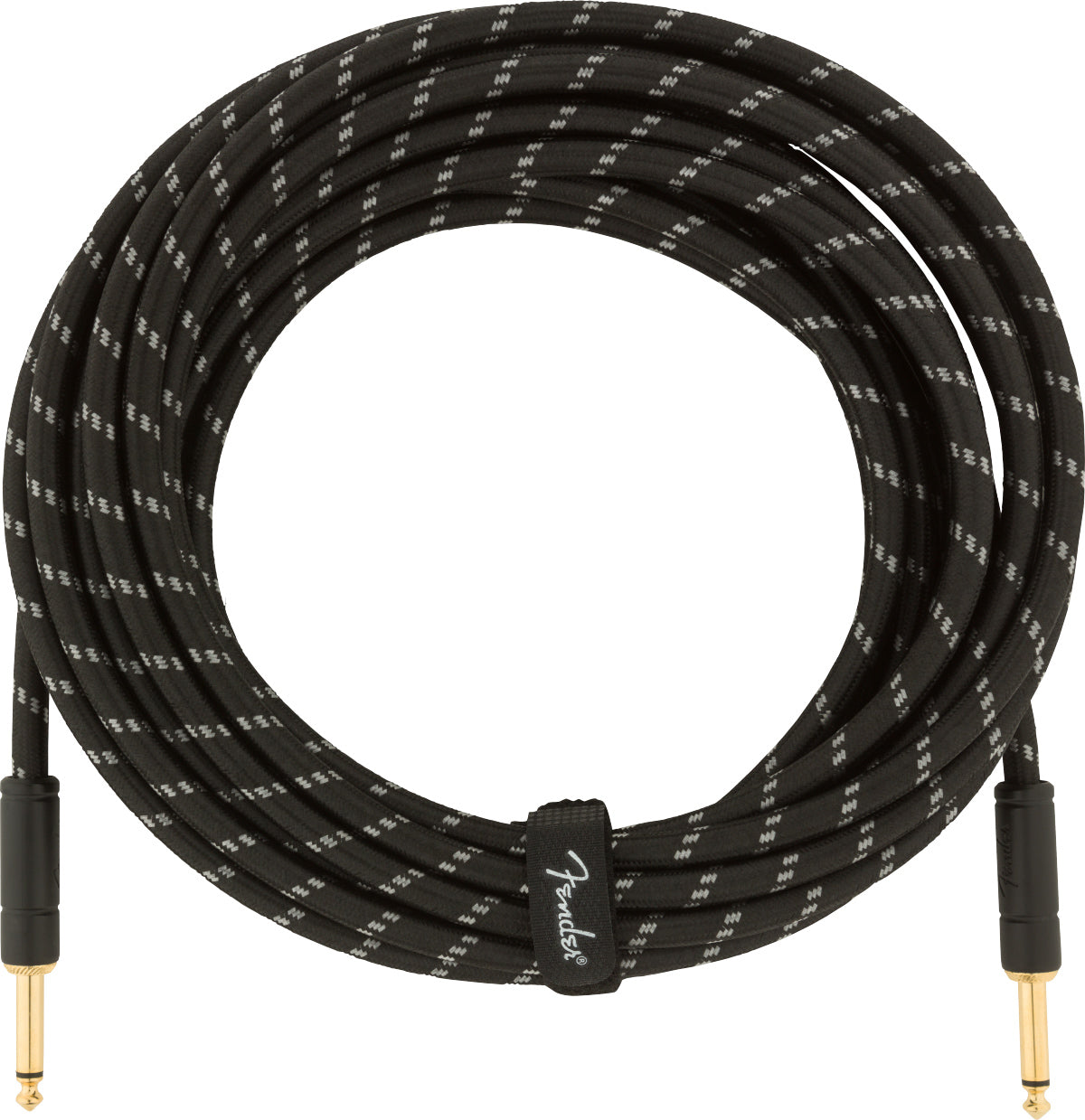 Fender 25-Foot Deluxe Instrument Cable, Straight-Straight, Black Tweed - 2 Pack