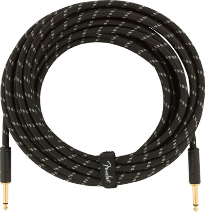 Fender 25-Foot Deluxe Instrument Cable, Straight-Straight, Black Tweed - 2 Pack