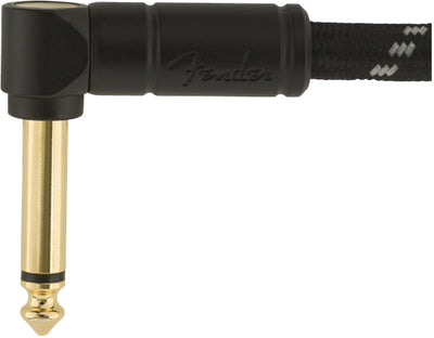 Fender 25-Foot Deluxe Instrument Cable, Straight-Angled, Black Tweed - 2 Pack