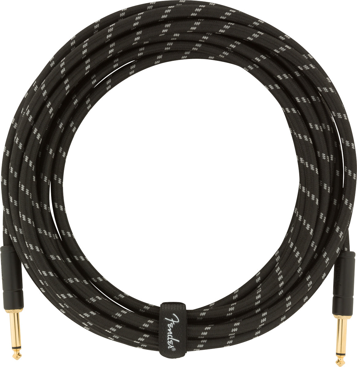 Fender 18.6-Foot Deluxe Instrument Cable, Straight-Straight, Black Tweed - 2 Pack
