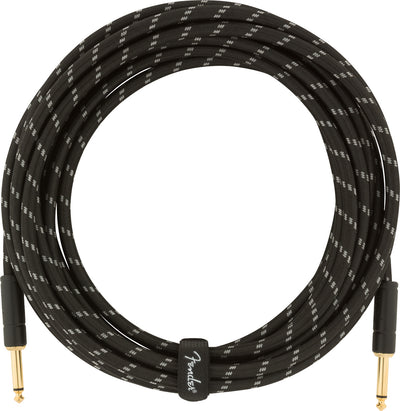 Fender 18.6-Foot Deluxe Instrument Cable, Straight-Straight, Black Tweed - 2 Pack