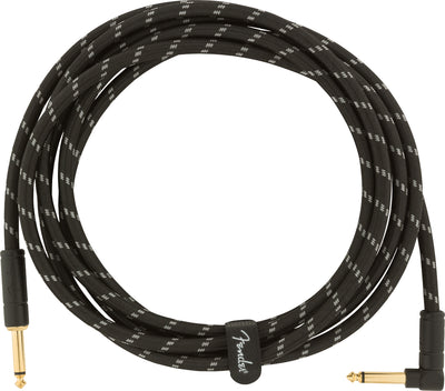 Fender 10-Foot Deluxe Instrument Cable, Straight-Angled, Black Tweed - 2 Pack