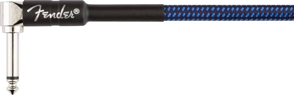 Fender 6-Inch Professional Patch Cable, Angled, Blue Tweed - 12 Pack