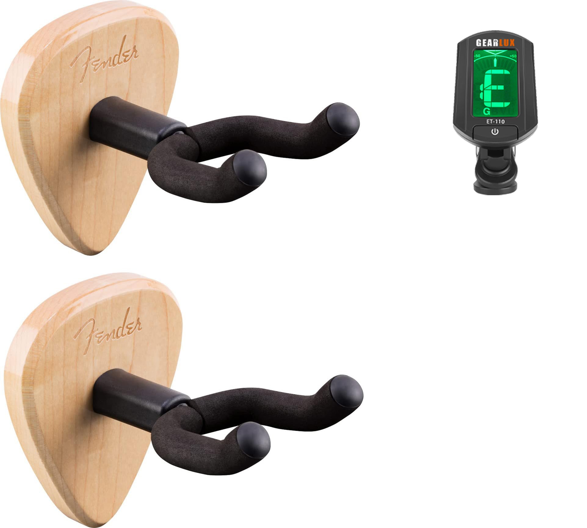 Fender 351 Guitar Wall Hanger - Maple 2 Pack w/ Tuner