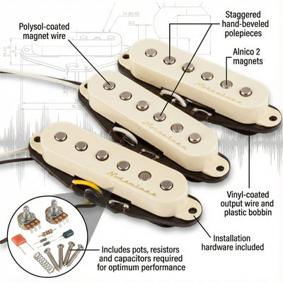 Fender Vintage Noiseless Stratocaster Pickups w/ Instrument Cable