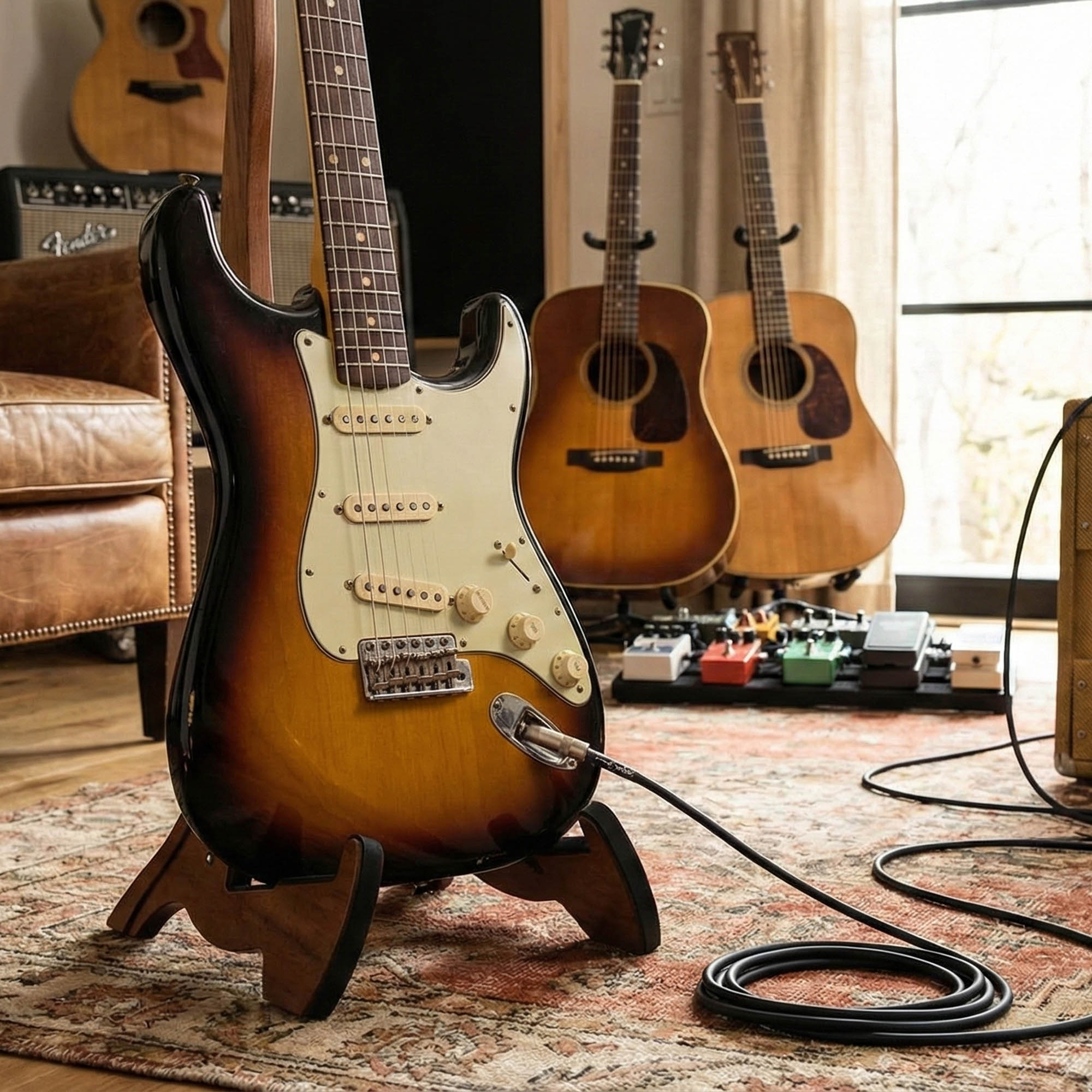 Fender Original '57/'62 Stratocaster Pickups - Aged White w/ Instrument Cable