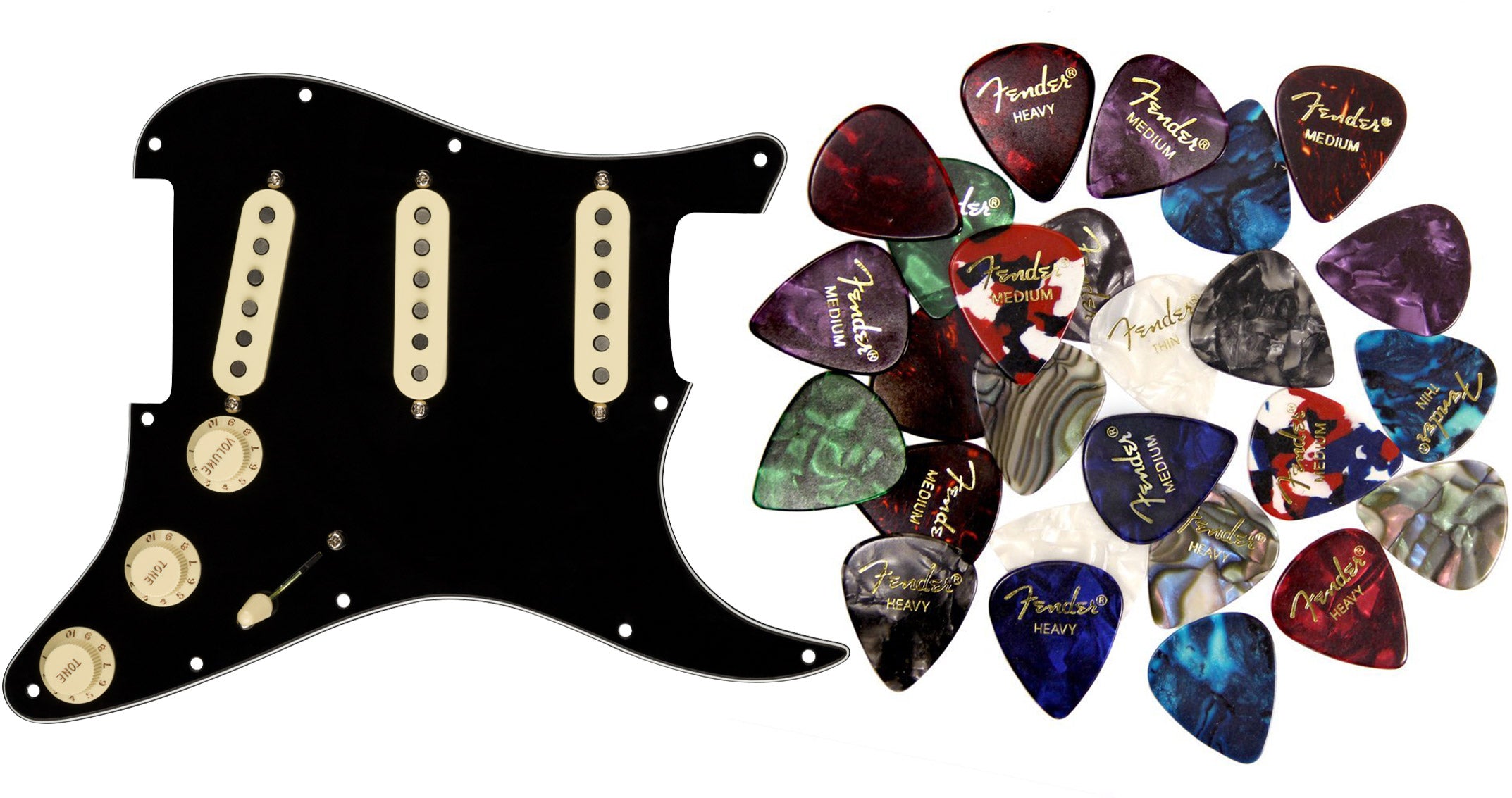 Fender Custom Shop Texas Special SSS Pre-Wired Stratocaster Pickguard - Black w/ Picks