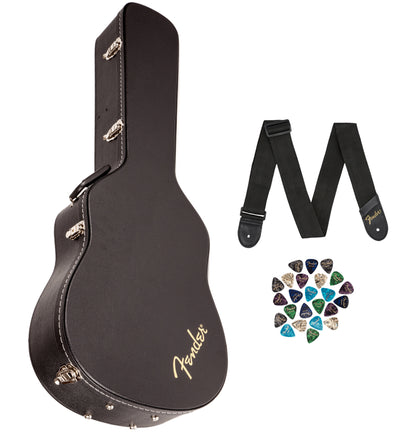 Fender Flat-Top Dreadnought Acoustic Guitar Case - Black w/ Strap
