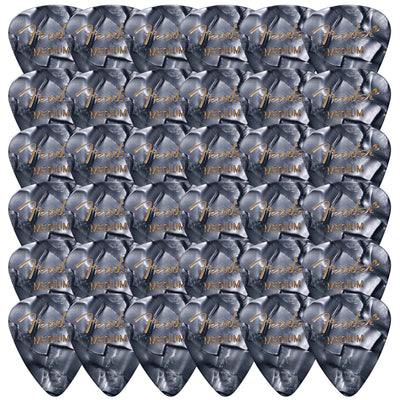 Fender Premium Celluloid 351 Shape Picks, Medium, Black Moto - 36 Pack