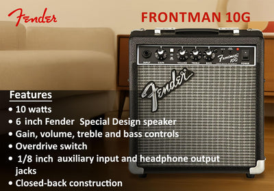 Fender Frontman 10G Guitar Combo Amplifier - Black w/ Instrument Cable