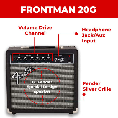 Fender Frontman 20G Guitar Combo Amplifier - Black w/ Instrument Cable
