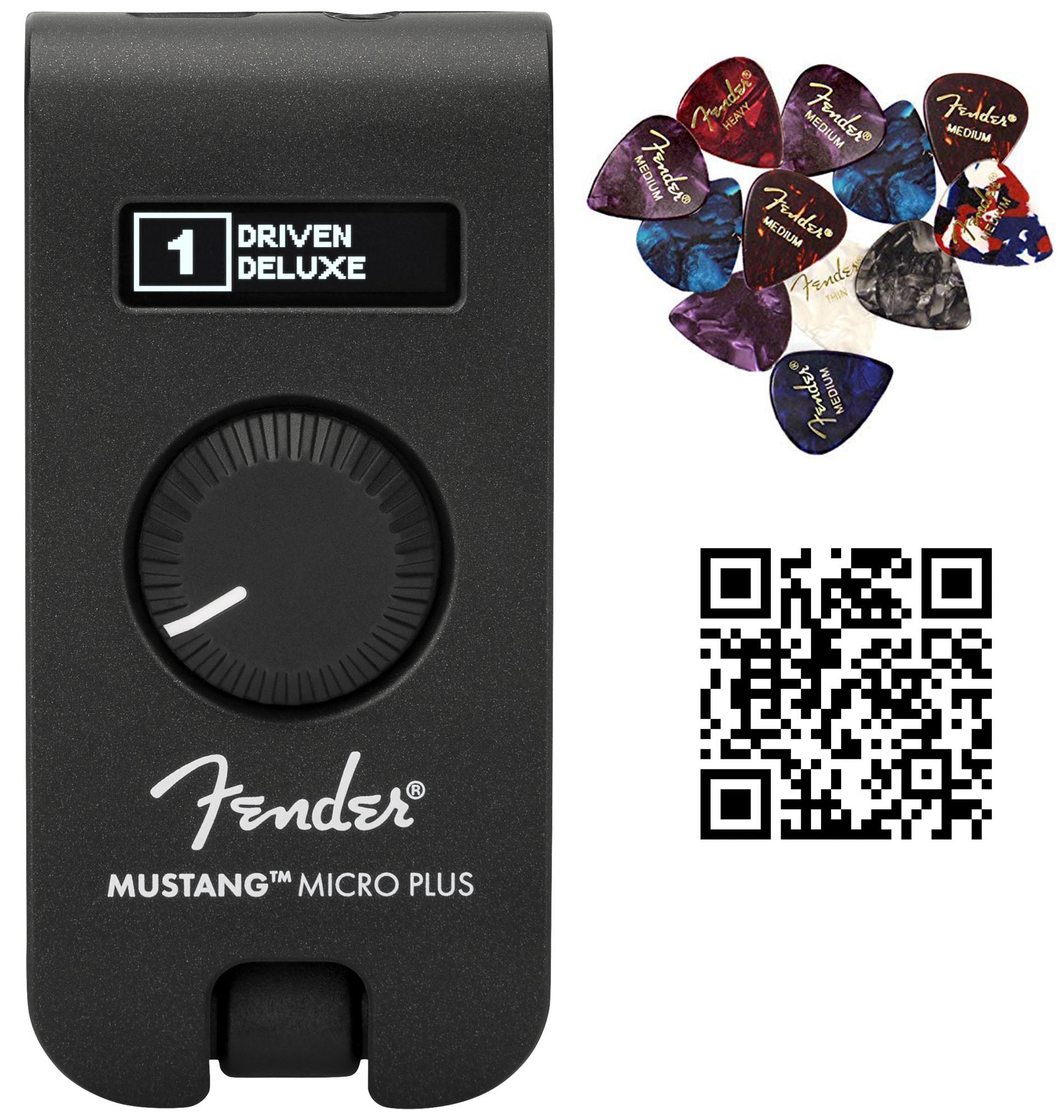 Fender Mustang Micro Plus Headphone Amplifier w/ Picks
