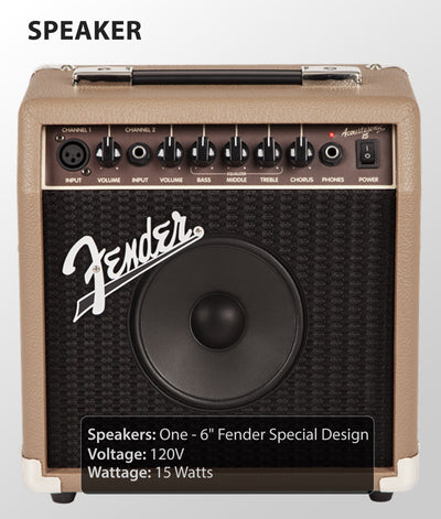 Fender Acoustasonic 15 Acoustic Guitar Amplifier w/ Instrument Cable