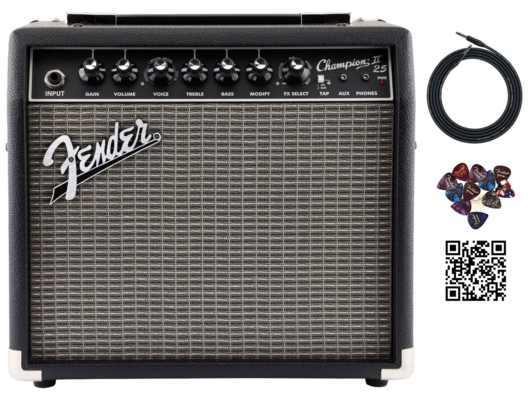 Fender Champion II 25-Watt Guitar Combo Amplifier w/ Instrument Cable