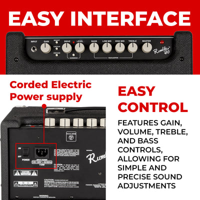 Fender Rumble 40 Bass Combo Amplifier w/ Instrument Cable