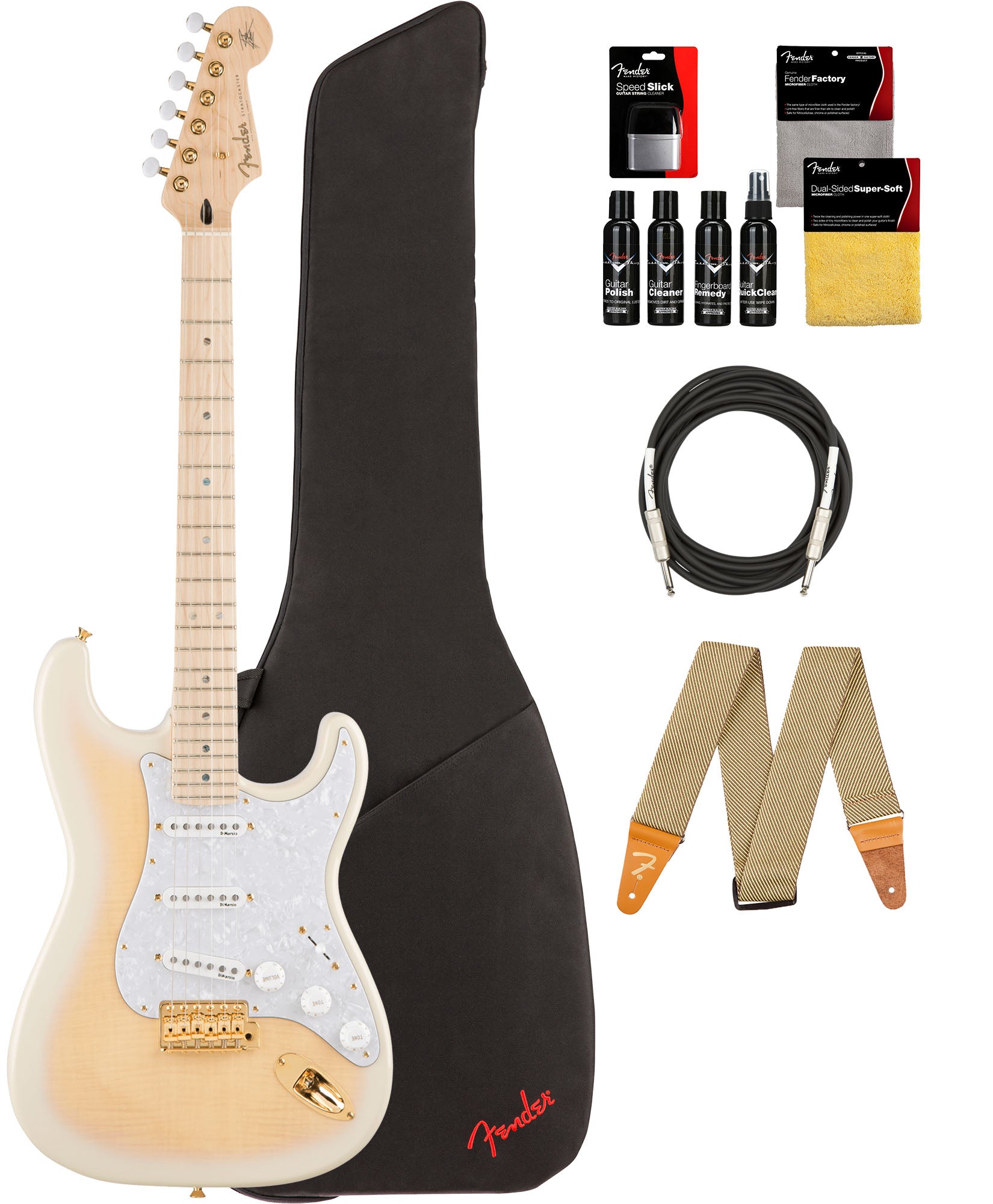 Fender Richie Kotzen Stratocaster - Transparent White Burst w/ Guitar Cleaning Kit