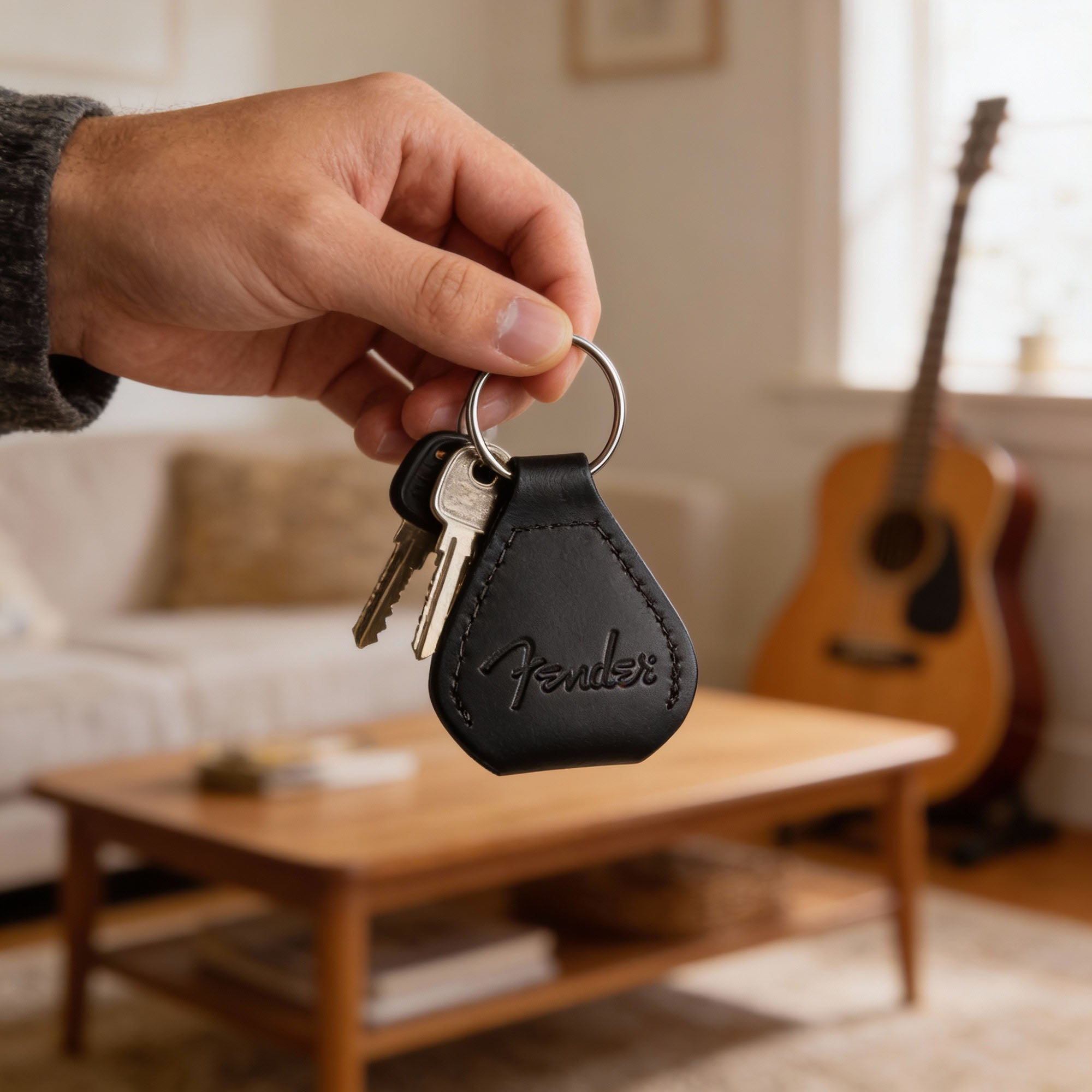 Fender Leather Pick Holder Keychain w/ Picks