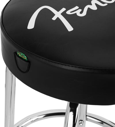 Fender 30-Inch Spaghetti Logo Pick Pouch Barstool - Black and Chrome