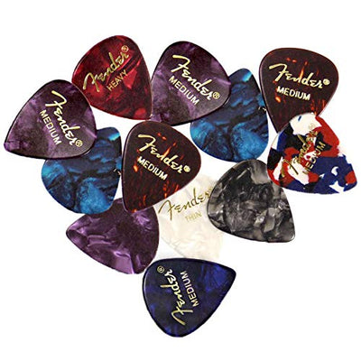 Fender Premium Guitar Pick Sampler, 12 Assorted - Tortoise Shell with Thin, Medium, and Heavy Gauges