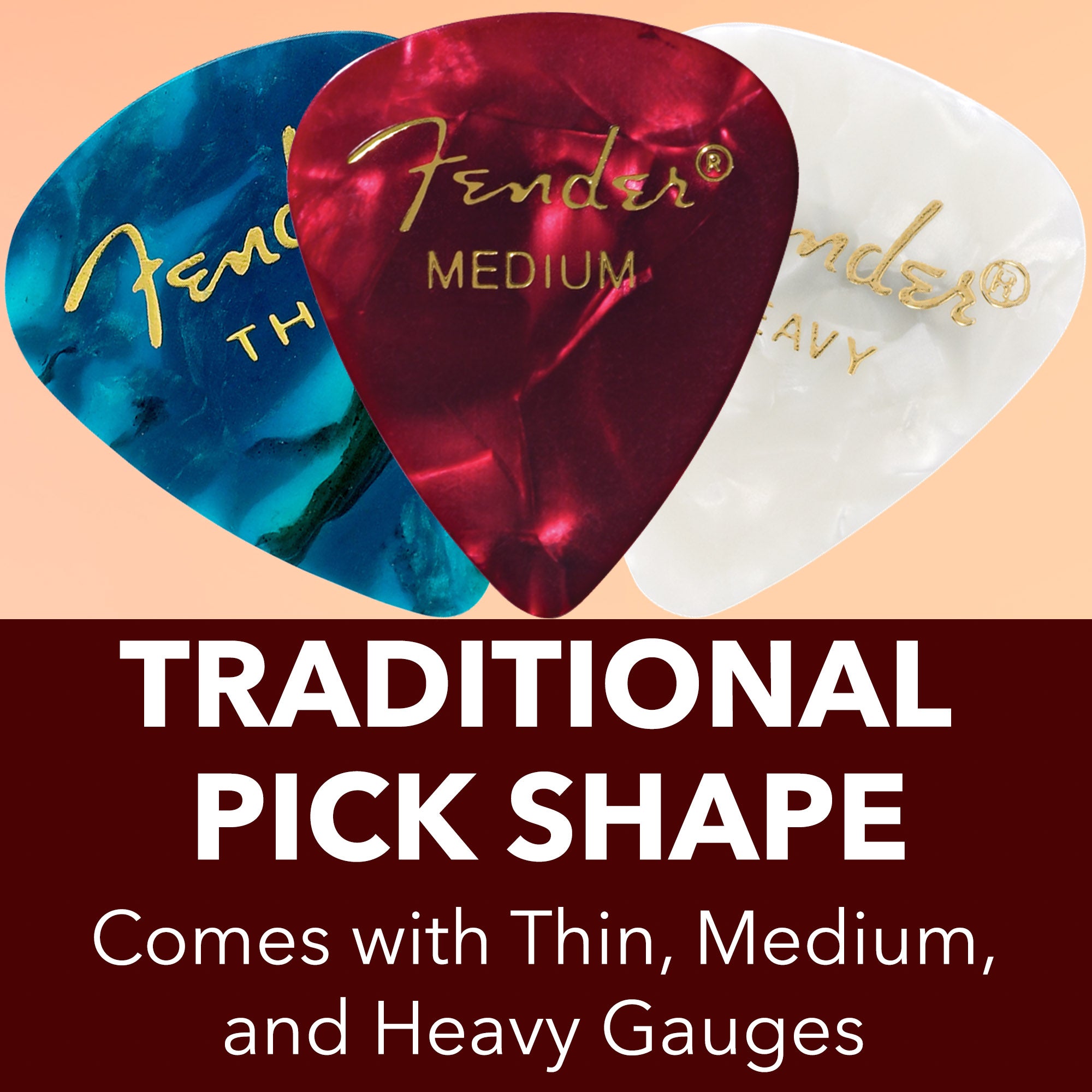 Fender Premium Guitar Pick Sampler, 12 Assorted - Tortoise Shell with Thin, Medium, and Heavy Gauges