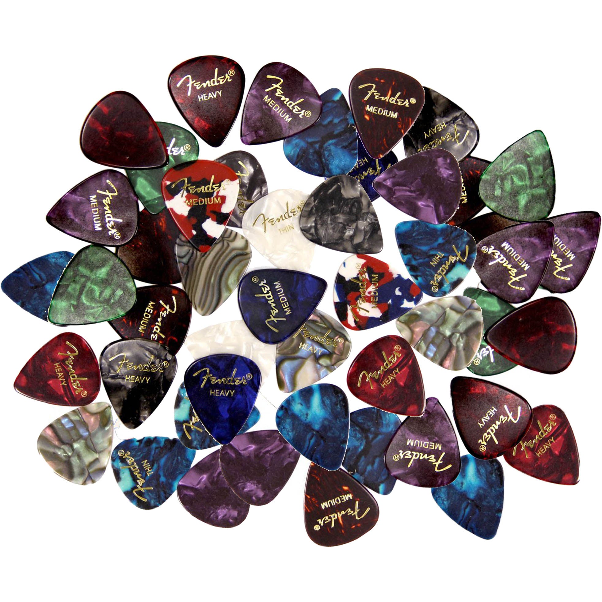 Fender Premium Guitar Pick Sampler, 48 Assorted - Tortoise Shell with Thin, Medium, and Heavy Gauges