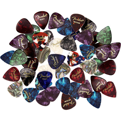 Fender Premium Guitar Pick Sampler, 48 Assorted - Tortoise Shell with Thin, Medium, and Heavy Gauges