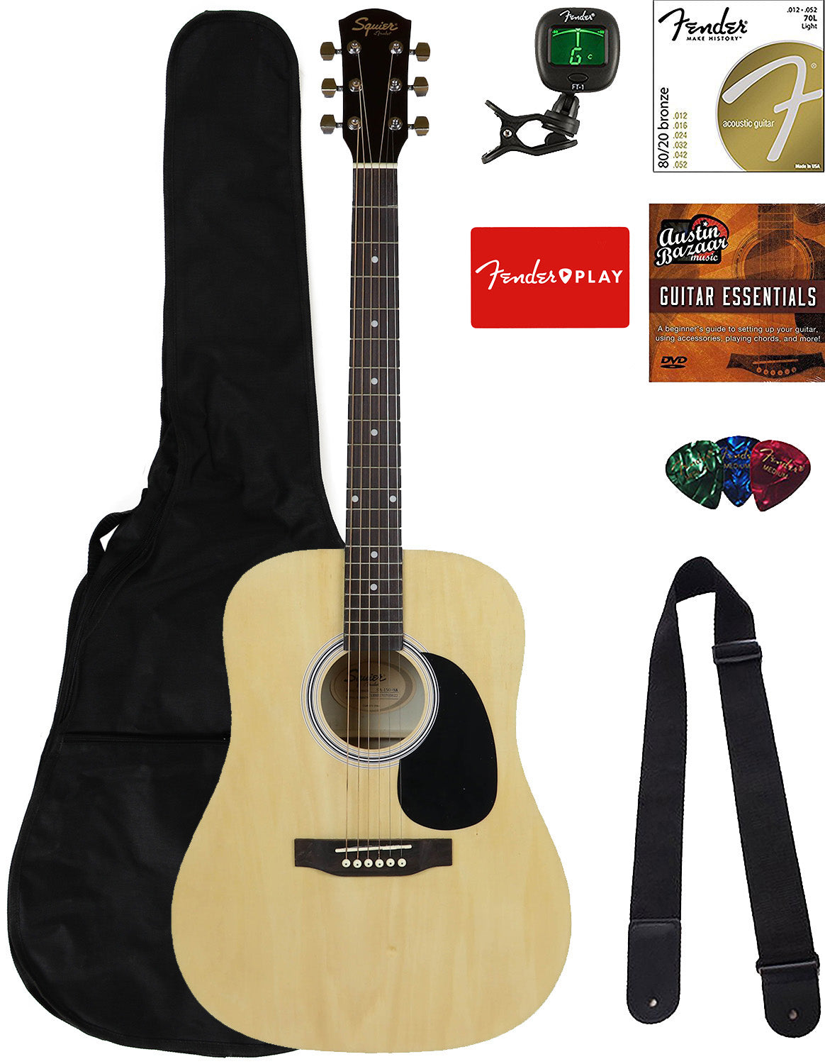 Fender Squier SA-150 Dreadnought Acoustic Guitar - Natural w/ Gig Bag