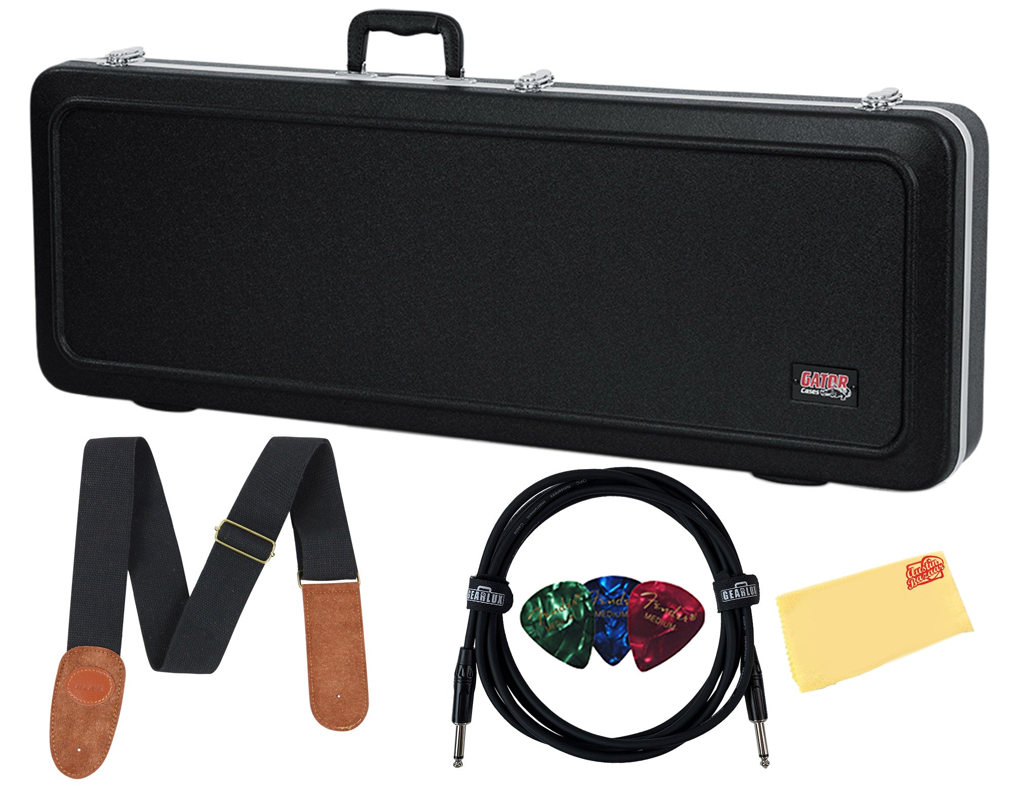 Gator GC-ELECTRIC-A Deluxe Molded Case for Electric Guitars - Black w/ Instrument Cable