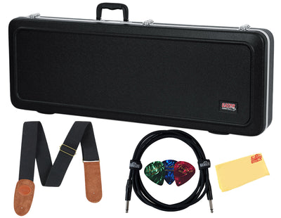 Gator GC-ELECTRIC-A Deluxe Molded Case for Electric Guitars - Black w/ Instrument Cable