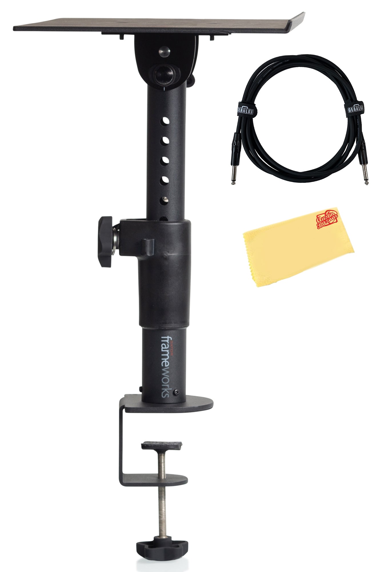Gator Frameworks Clamp-On Studio Adjustable Height Monitor Stand w/ Instrument Cable
