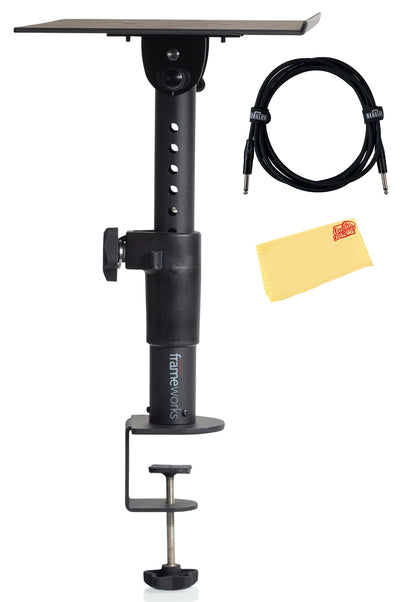 Gator Frameworks Clamp-On Studio Adjustable Height Monitor Stand w/ Instrument Cable