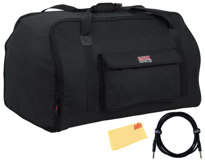 Gator Heavy-Duty Speaker Tote Bag for Compact 15-Inch Speaker Cabinets w/ Instrument Cable