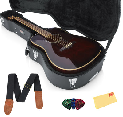 Gator GW-DREAD Deluxe Wood Case for Dreadnought Acoustic Guitars w/ Strap