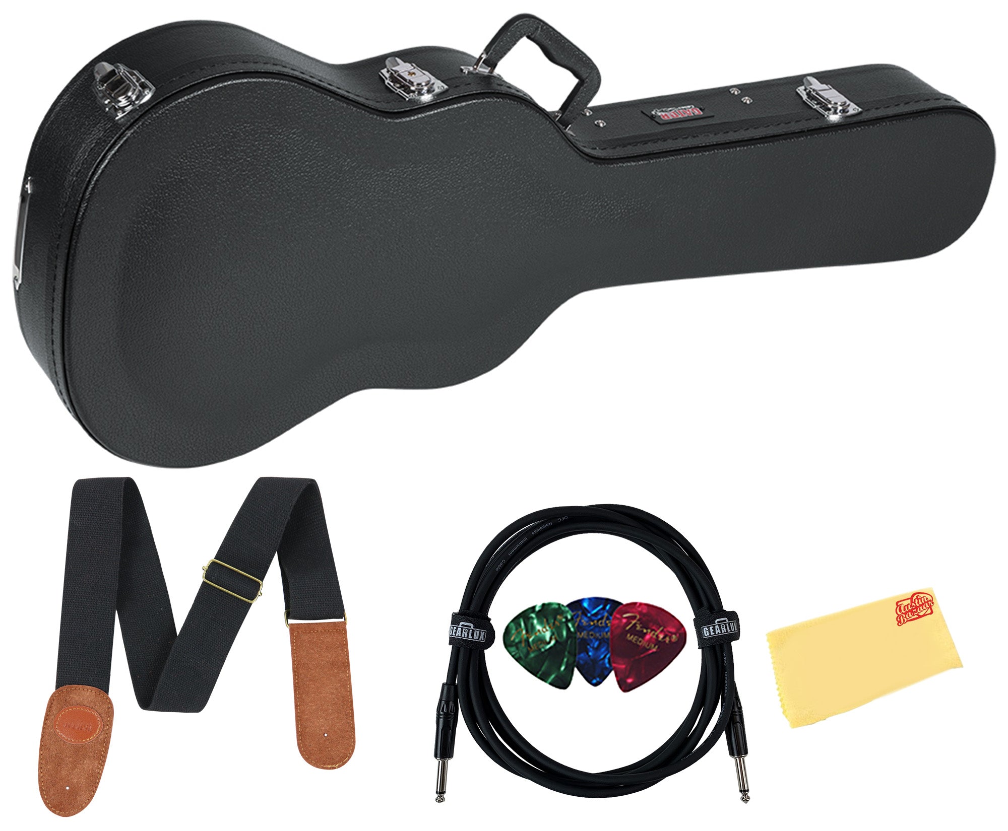Gator GWE-LPS Wood Case for Gibson Les Paul - Black w/ Strap