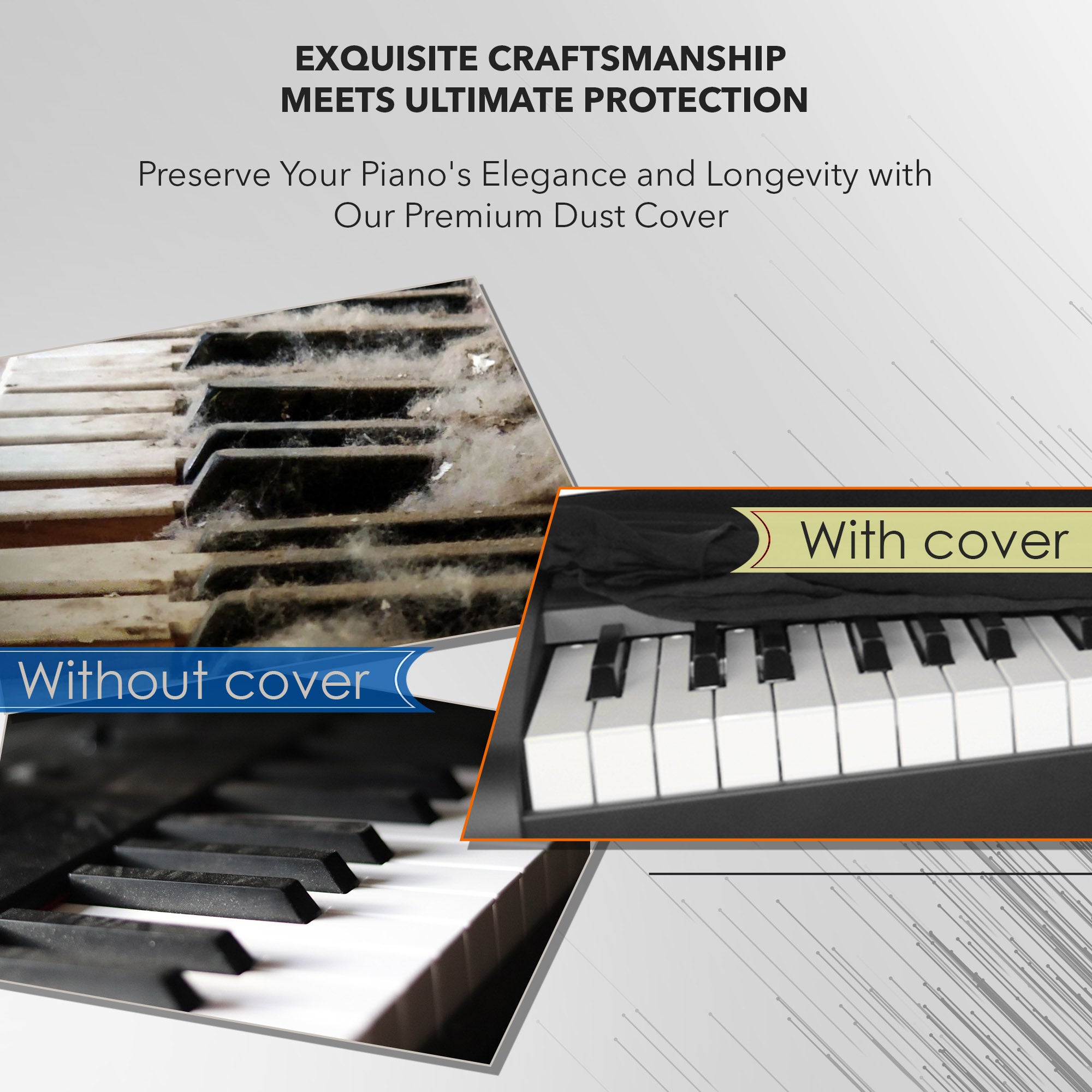 Gearlux Stretchy Keyboard Dust Cover for 88-Key Digital Pianos (60 x 22 x 8 Inches) w/ Keyboard Stand