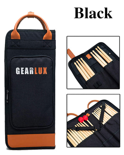 Gearlux 12-Pair Drumstick Bag with 5mm Padding and 1mm Plastic Plate