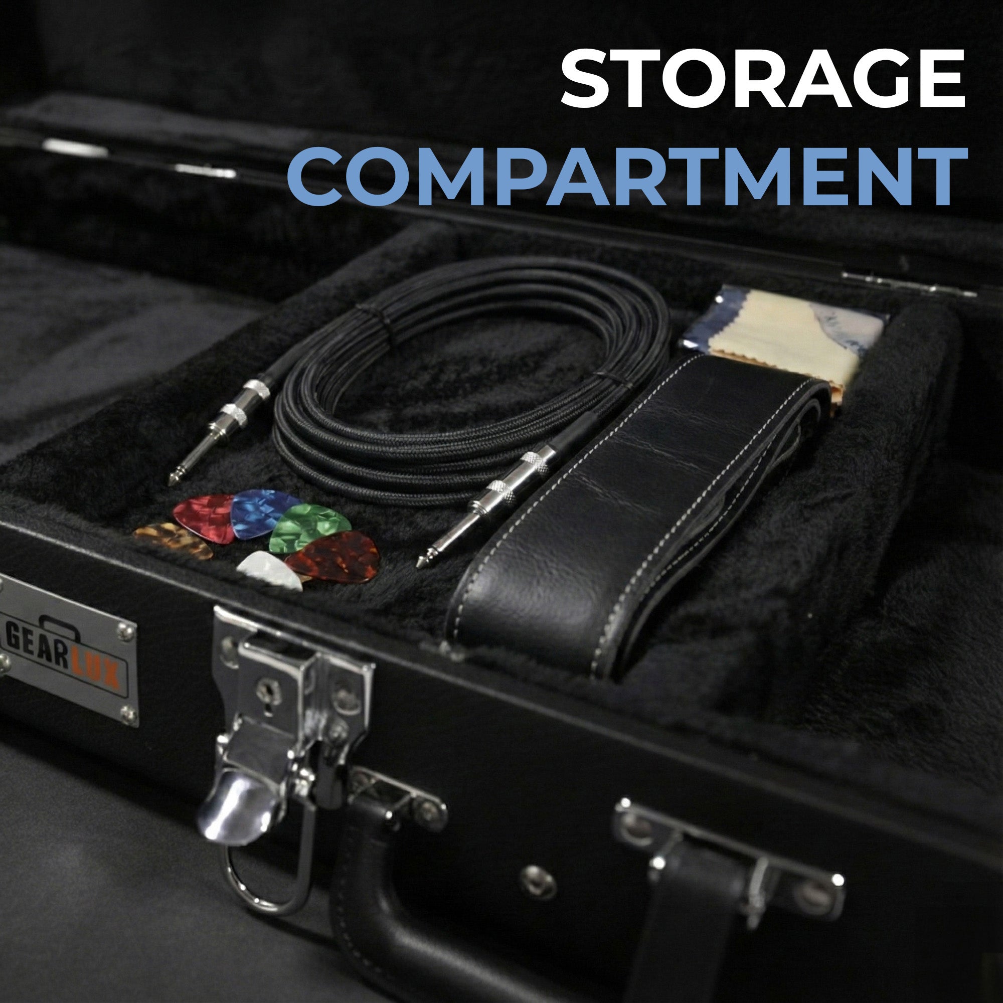 Gearlux Rectangular Electric Guitar Wooden Hard Case - Black