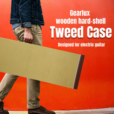 Gearlux Rectangular Electric Guitar Wooden Hard Case - Tweed