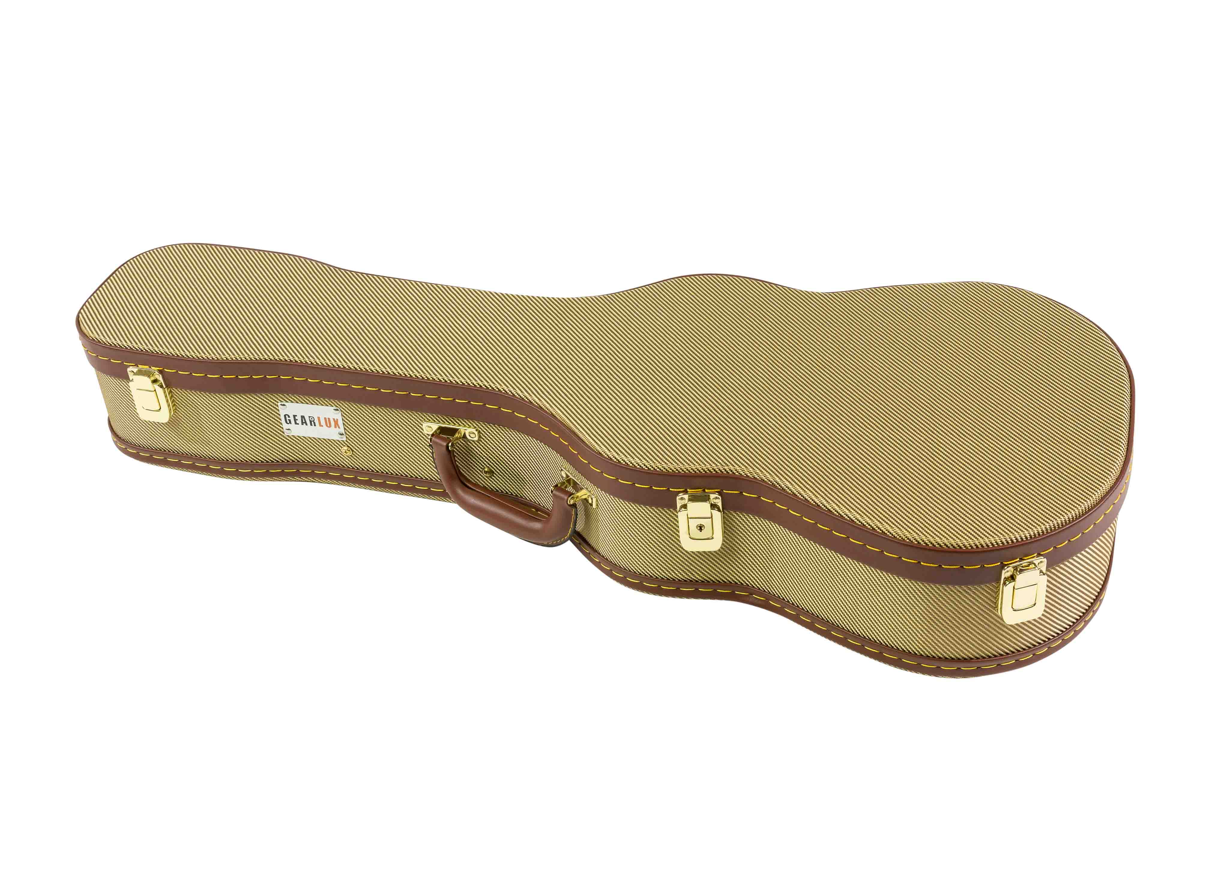 Gearlux Soprano Ukulele Hard Case - Gold Tweed (21-Inch Length)