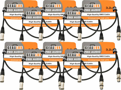 Gearlux 3.2-Foot 3-Pin Male-to-Female DMX Cable - 10 Pack