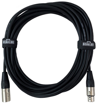 Gearlux 25-Foot XLR Microphone Cable, Fully Balanced, Male to Female, Black