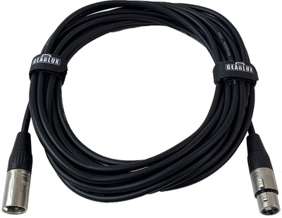 Gearlux 25-Foot XLR Microphone Cable, Fully Balanced, Male to Female, Black