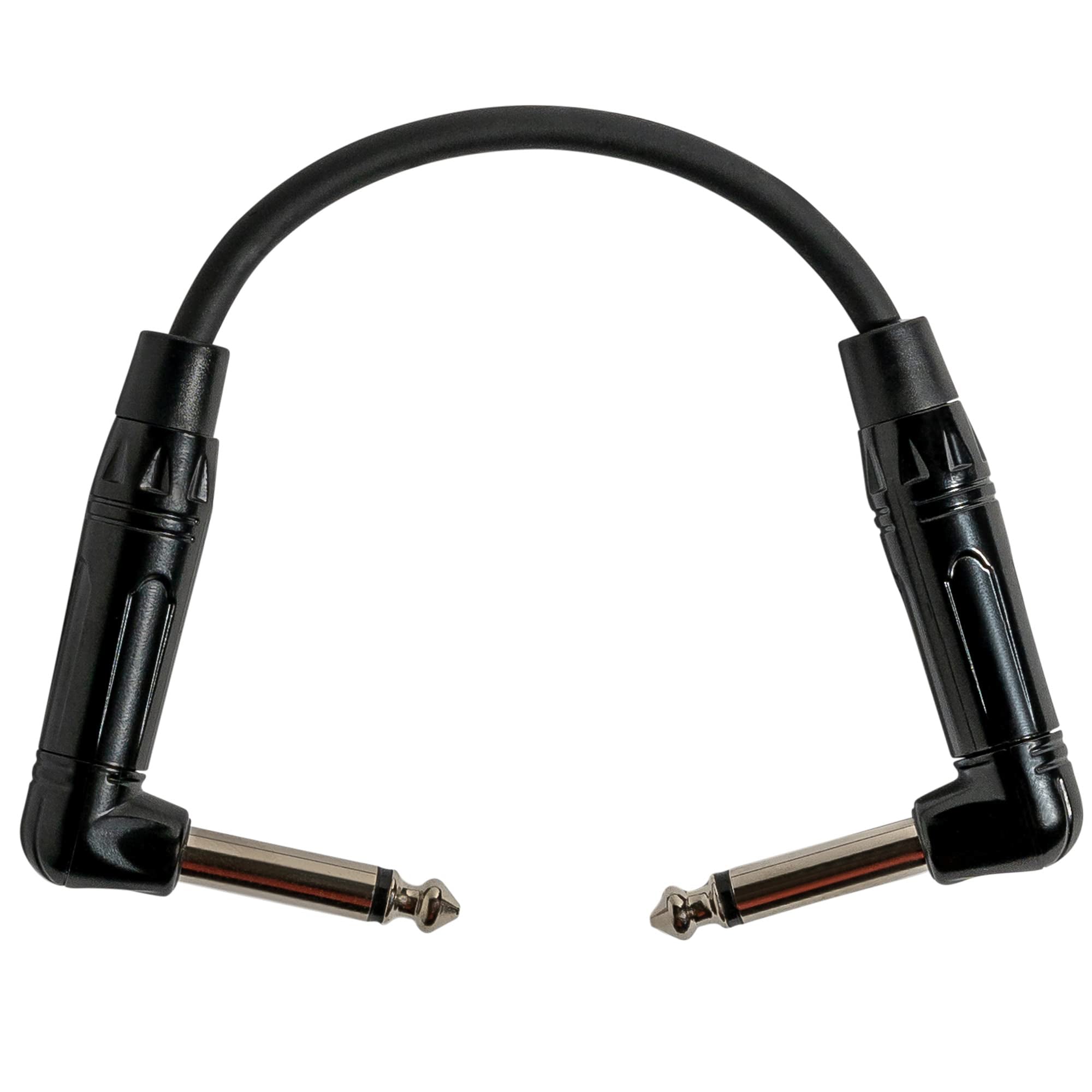 Gearlux 3-Inch Guitar Patch Cable, 1/4 Inch, Angled, Black - 1 Pack