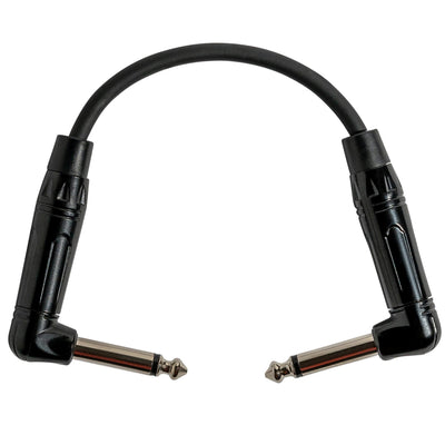 Gearlux 3-Inch Guitar Patch Cable, 1/4 Inch, Angled, Black - 1 Pack