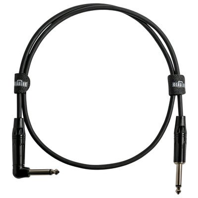 Gearlux 36-Inch Guitar Patch Cable, 1/4 Inch, Straight-Angled, Black - 1 Pack