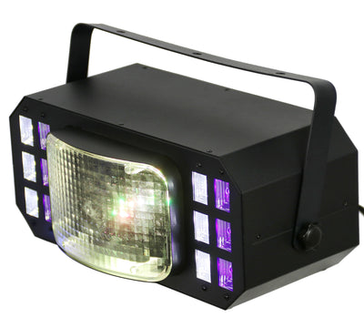 Gearlux 3-in-1 Strobe/UV Derby Light 10-Watt 2PCS RGBW CREE LEDs and 12PCS UV+White LED