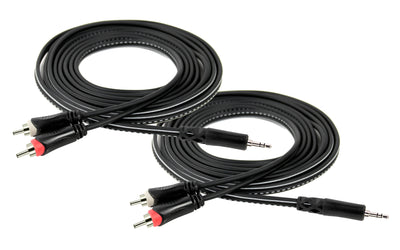 Gearlux 10-Foot TRS-to-Dual-RCA Stereo Breakout Cable - 2 Pack