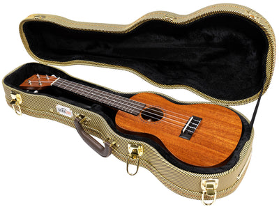 Gearlux UC107-C Concert Ukulele Wooden Tweed Case