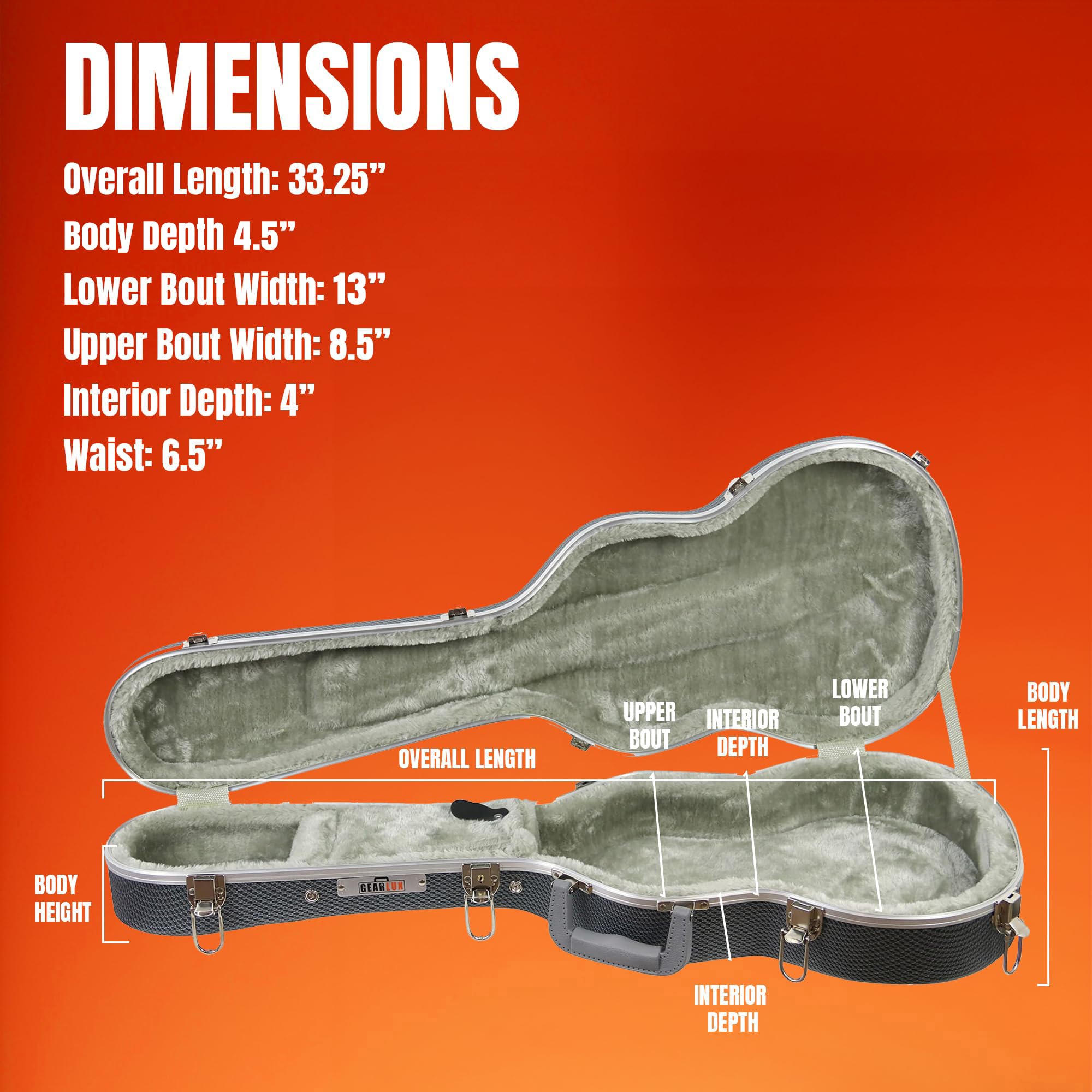 Gearlux UC500-B Baritone Ukulele ABS Case